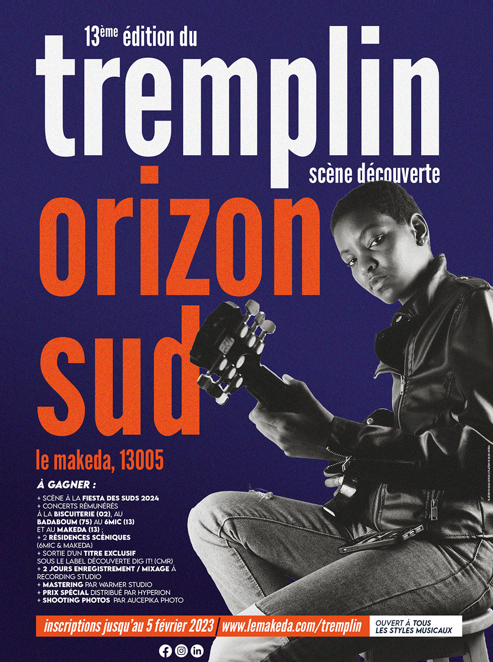 Tremplin-2023-affiche-11-prix-a-gagner-orizon-sud-lemakeda 13ème édition du Tremplin scène découverte - Le Makeda - Marseille